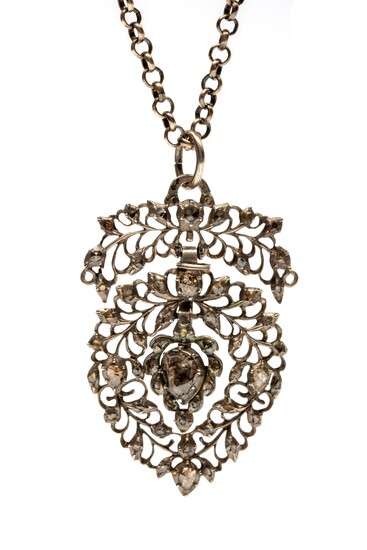 Zilveren hanger, zgn. Vlaams hart, 19e eeuw