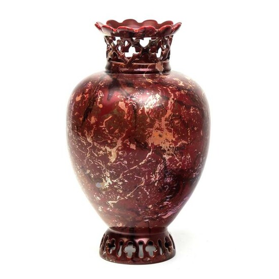 Zsolnay RARE Red Speckled Eosin Reticulated Vase