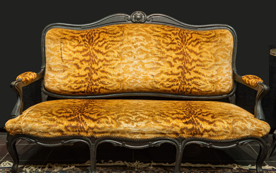 antique Louis XV style settee in black l