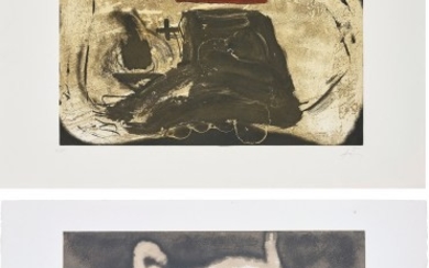 Antoni Tàpies, Pied et trait rouge (Foot and Red Line); and Relief Sable