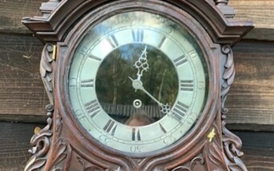console clock - Noord Frans ambachtelijk vervaardigd - Brass, Pewter/Tin, Wood - about 1870