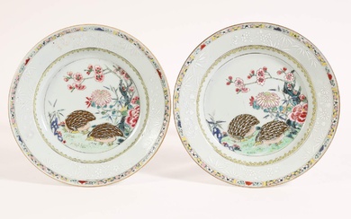 iGavel Auctions: Pair of Chinese Export Porcelain Dishes Decorated with Quails, Yongzheng period, ca. 1735 ASH1