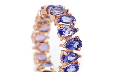 *no reserve* 5.10 ct Blue Tanzanite Designer Ring - 3.17 gr - 14 kt. Pink gold - Ring - 5.10 ct Tanzanite