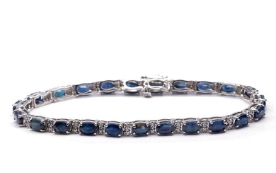**no reserve price**Ntural Sapphire bracelet - 14 kt. White gold - Bracelet