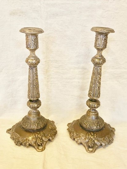 norblin- Fraget- judaica - a pair of candle stick for Shabbat(2) - Neoclassical - Silver plated