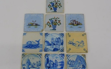 (10) Delft and tin-glazed earthenware tiles. 18th