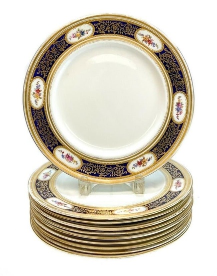 10 George Jones Crescent Porcelain Dinner Plates, c1910