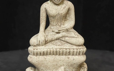 12/13thC Pagan Burma Buddha with attendants- Stone- Authentic, museum quality