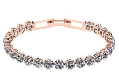 12.50 Ctw SI2/I1 Diamond Ladies Fashion 18K Rose Gold Tennis Bracelet