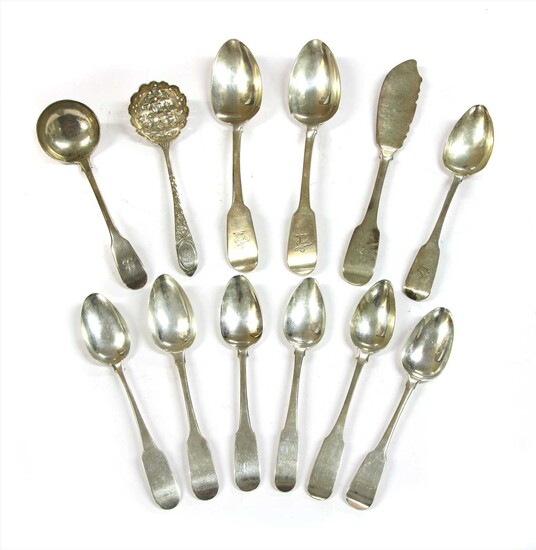 A quantity of George III and later Irish silver flatware