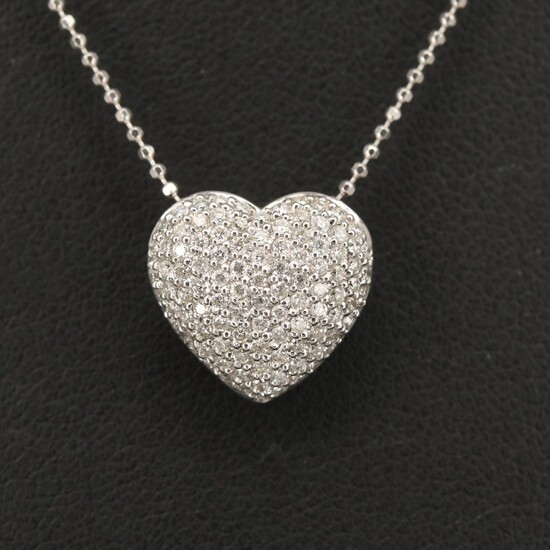 14K 0.52 CTW Pavé Diamond Heart Pendant Necklace