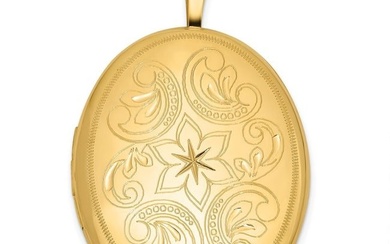 14K Yellow Gold Floral Filigree 20mm Oval