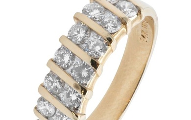 14k Gold & Diamond Offset Double Row Half Eternity Ring