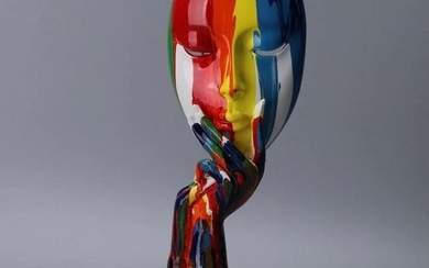 15" - Custom Abstract Painted Face Sculpture