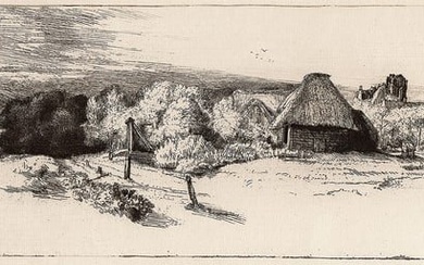 1876 REMBRANDT B223 Landscape with Trees, Farm Buildings and a Tower DURAND