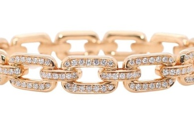 18K GOLD 3CT DIAMOND BRACELET RALPH LAUREN 'THE CHUNKY CHAIN COLLECTION' 29 Gr w/ BOX & TAGS Rare