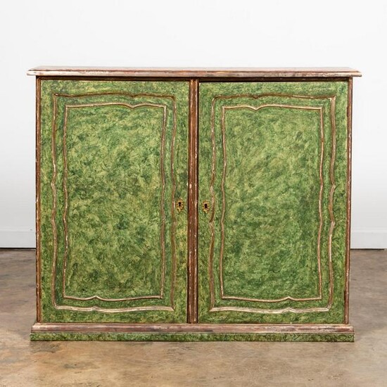 18TH C. ITALIAN FAUX MARBLE PAINTED CABINET