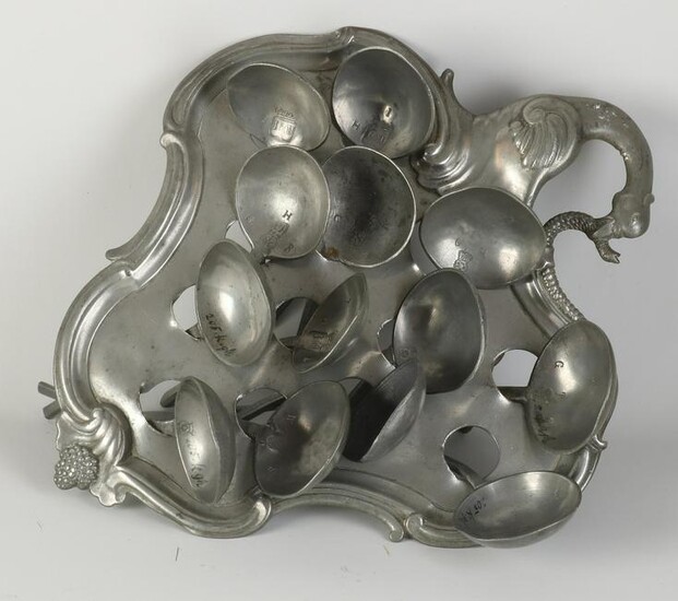 18th century pewter spoon rack