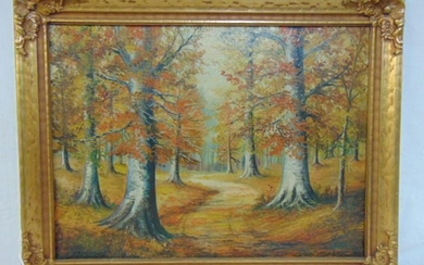 Painting, Autumn Woods, Margaret Anderson, painted on