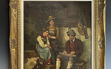 19TH C. GERMAN OIL PAINTING ON CANVAS