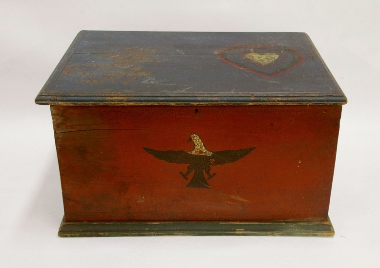 19TH CENTURY PAINT DECORATED MINIATURE BLANKET CHEST
