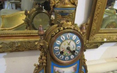 19th CENTURY FRENCH MANTEL CLOCK, Sevres-style ormolu mantel clock...
