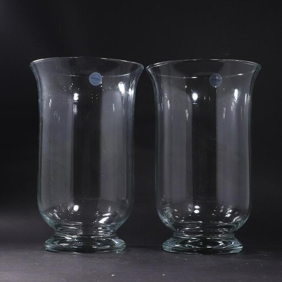 [2] Two DANSK Large Crystal Glass Vases Weighted Bases