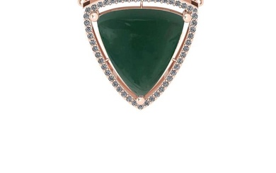 24.80 Ctw SI2/I1 Green Aquamarine And Diamond 14K Rose Gold Vintage Style Pendant