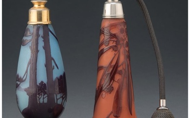 27190: Two French Cameo Glass Atomizers, early 20th cen