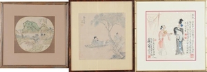 (3) Chinese Paintings, Fan, Late 19th-20th Century