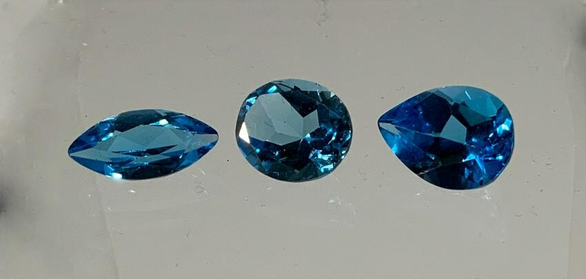 3 Loose Blue Topaz Gemstones