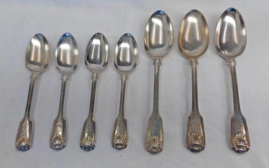 3 VICTORIAN SILVER TABLE SPOONS & 4 VICTORIAN SILVER DESERT ...