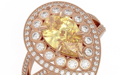 4.12 ctw Canary Citrine & Diamond Victorian Ring 14K Rose Gold