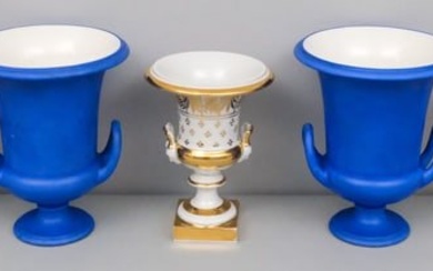 5 Antique Porcelain Garniture or Campagna Vases