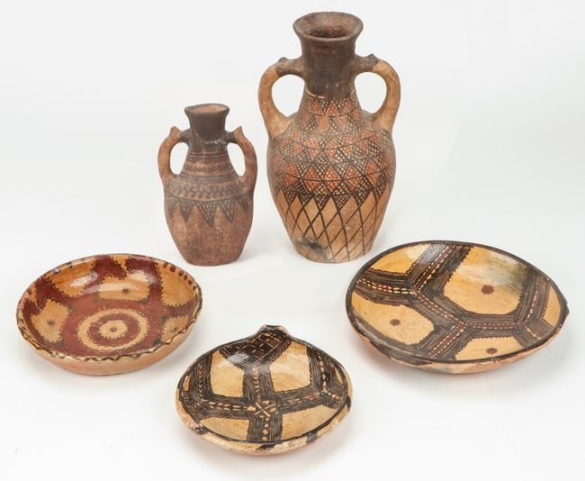5 North African Pottery Pieces