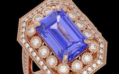 5.86 ctw Certified Tanzanite & Diamond Victorian Ring 14K Rose Gold