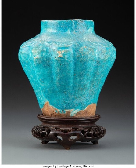 67090: A Chinese Blue Pottery Jar 4-5/8 x 4-1/2 inches