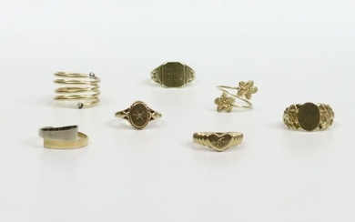 (7) 14K SMALL SIZE RINGS