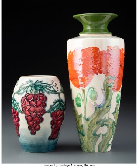 79390: William Moorcroft Pottery Grapes Pattern Vase an