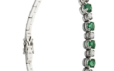 Emerald brilliant bracelet WG 750/000 with 5 round...