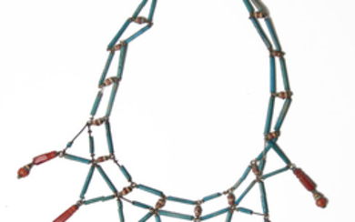 Lovely necklace of Egyptian faience & carnelian beads