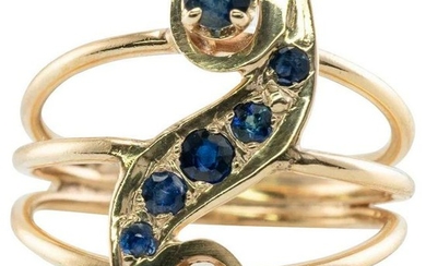 Natural Blue Sapphire Ring 14K Yellow Gold
