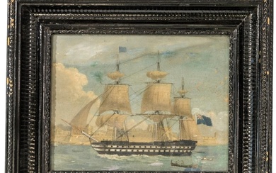 A 19TH CENTURY MARITIME OIL PAINTING ON CANVAS, depicting a ...