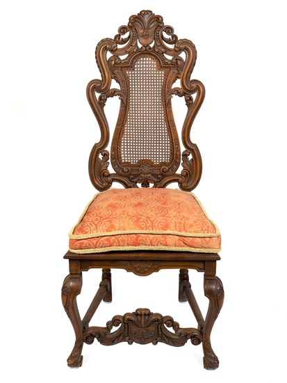 A Baroque Style Caned Walnut Side Chair