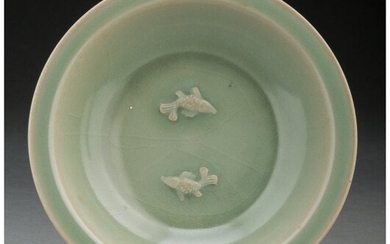 A Chinese Longquan Double Fish Dish 2 x 8-1/2 in