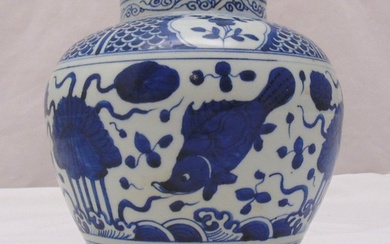 A Chinese early 20th century blue and white baluster form va...