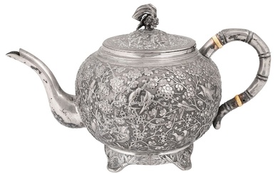 A Chinese export silver teapot