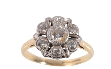 A DIAMOND CLUSTER RING the central brilliant-cut diamond c. ...