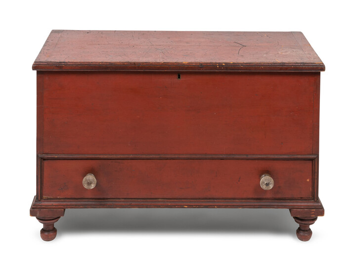 A Federal Red-Painted Blanket Chest