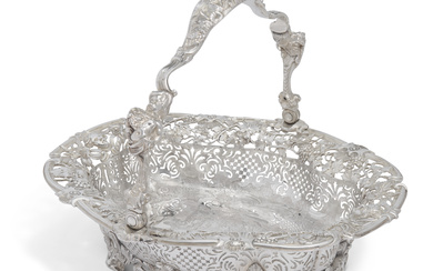 A GEORGE II SILVER CAKE BASKET MARK OF PETER ARCHAMBO,...